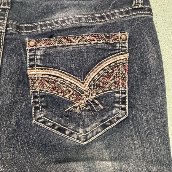 Love Indigo Blue Embellished Skinny Jeans with Stretch and Distressed Details - Picture 6 of 10